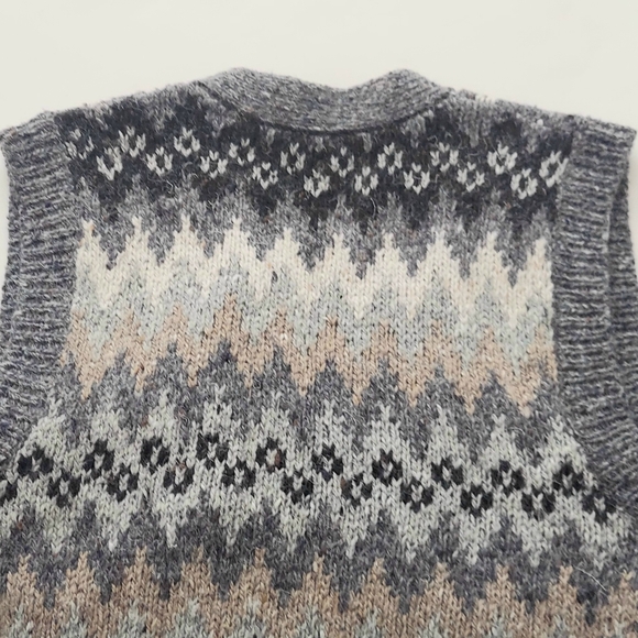 Milano Sport Women's Vest Grey/Cream Sz Small Argyle/Aztec/Fair Isle Pattern VTG - Picture 7 of 11